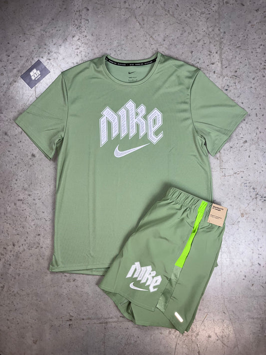 Nike Dri-Fit Run Division & Flex Stride Shorts Set 'Oil Green'