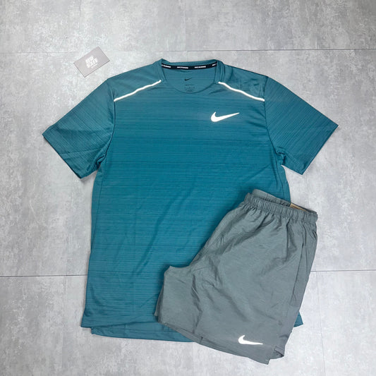 Nike Miler 1.0 & Challenger Shorts Set 'Teal/Grey'